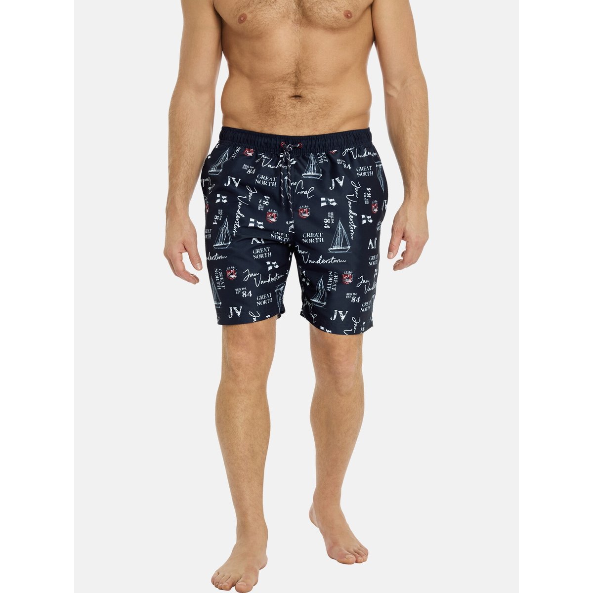 Short de bain CORNELIS bleu foncé imprimé, JAN VANDERSTORM