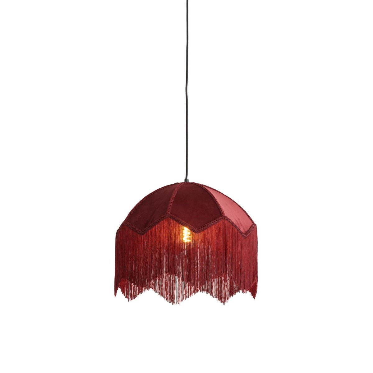 Lampe Suspendue Raphia MALACIA rouge foncé, LIGHT & LIVING 