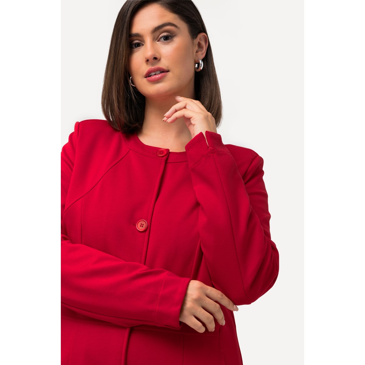 Blazer long en jersey rouge, ULLA POPKEN