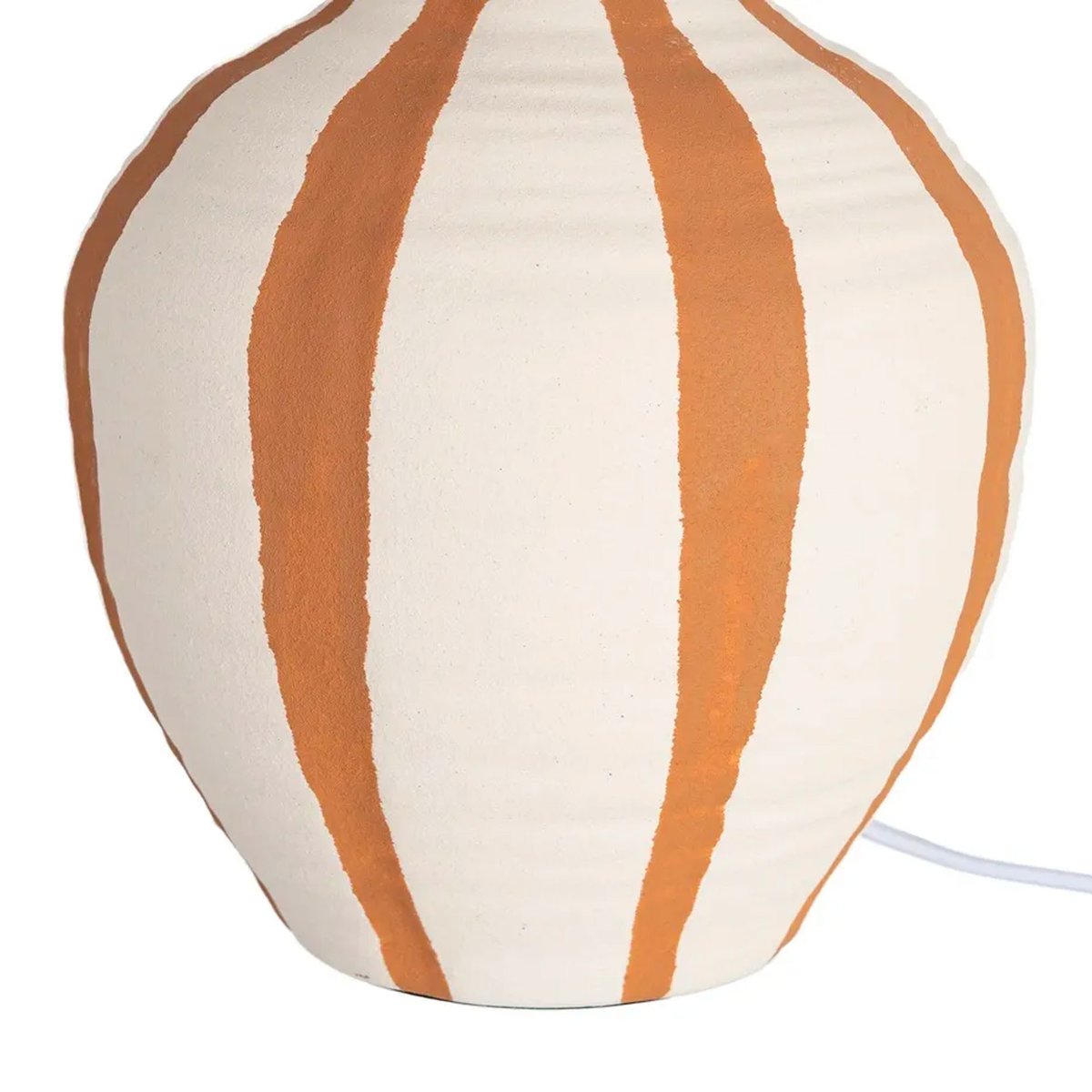 Lampe à poser céramique blanche rayures terracotta 25x25x41cm marron, WADIGA