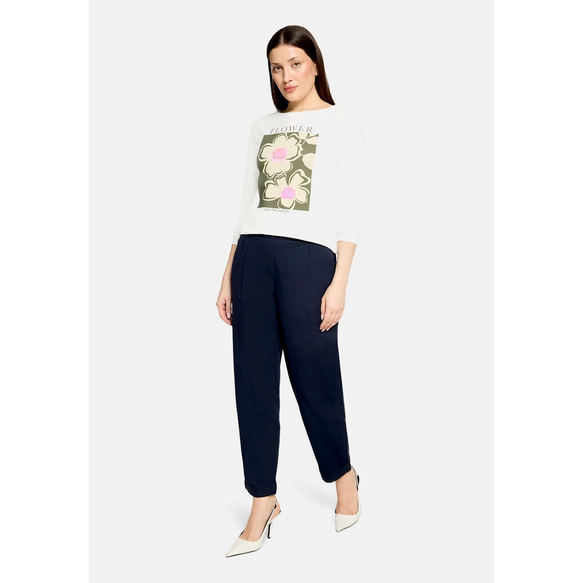 T-shirt basique à impression patch cream /khaki, BETTY BARCLAY