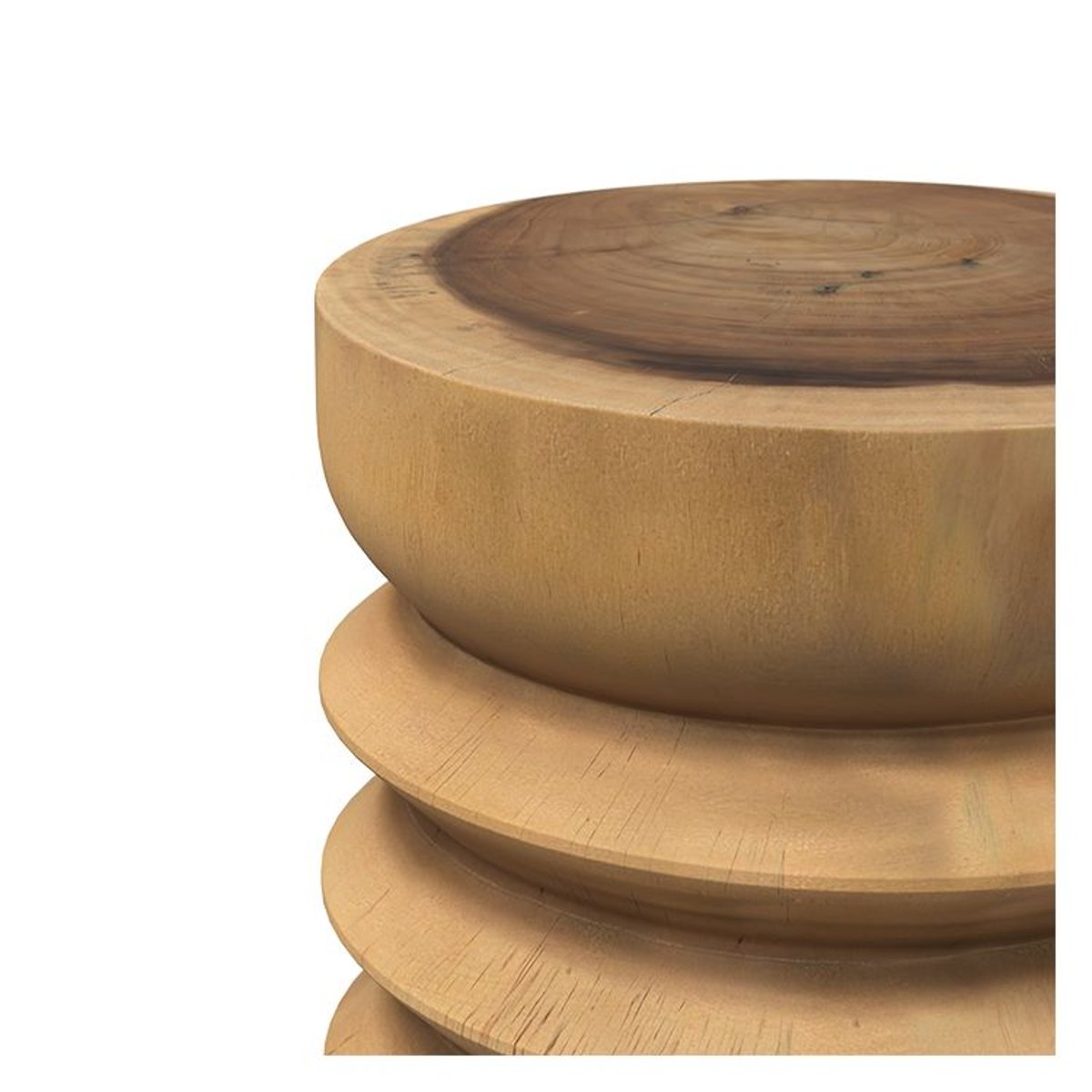 Tabouret rond en bois de suar D30 cm - LEWA bois clair, MAISON PAVANE