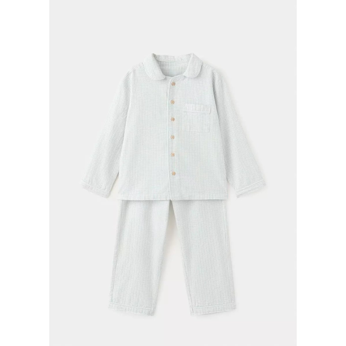 Pyjama long à carreaux vert d´eau, MANGO BABY