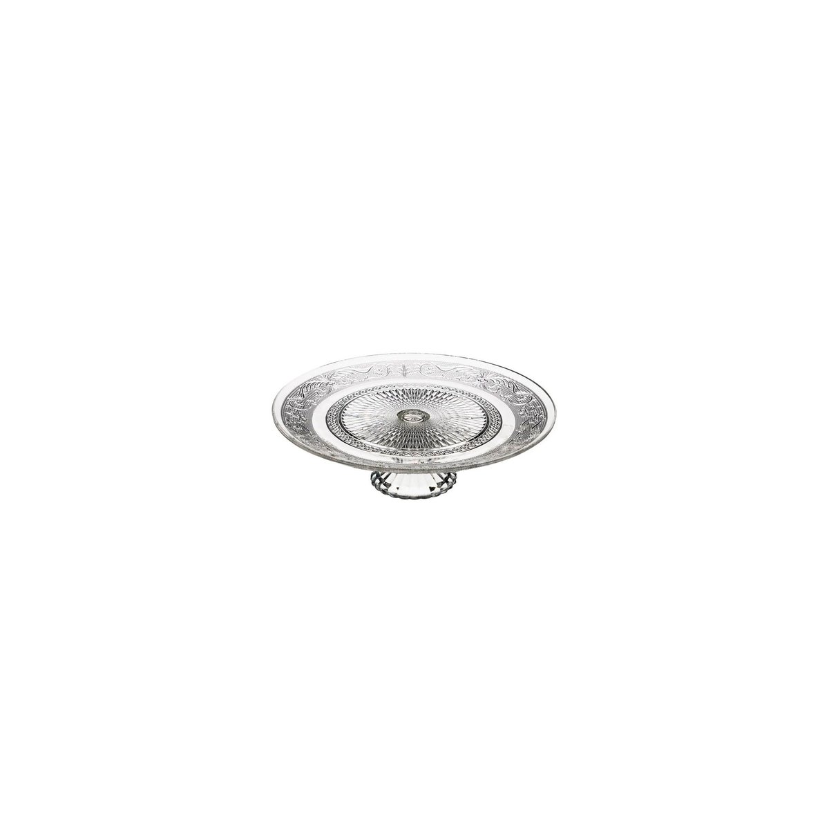 Présentoir à gâteau / tarte sur pied rond en verre romance - 25x25x8cm transparent, WADIGA