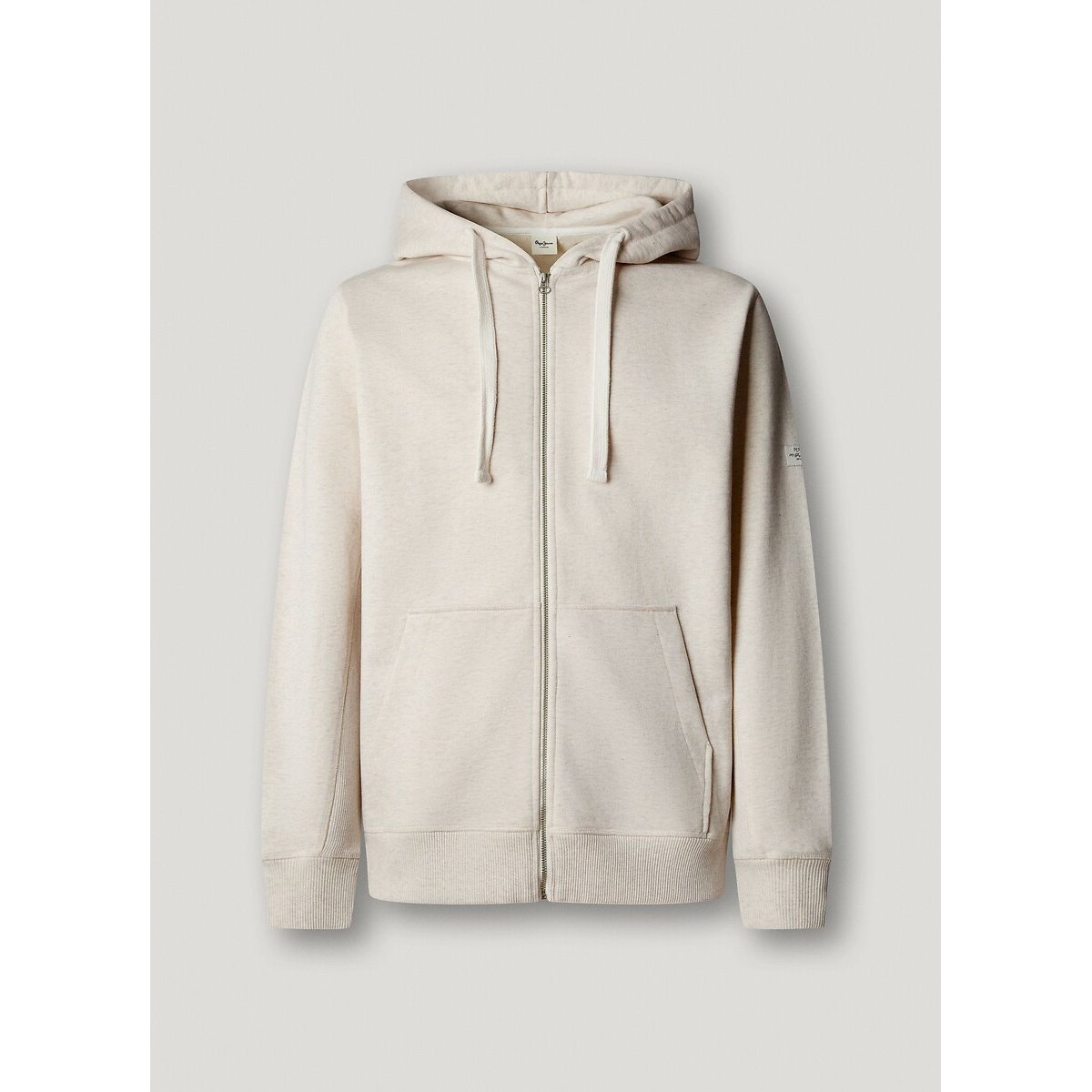 Sweat zippé à capuche col rond ivoire, PEPE JEANS