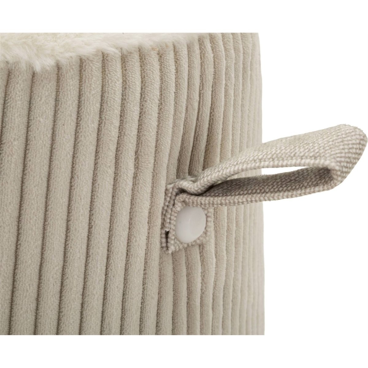 Pouf conique côtelé à poignée textile MODERN blanc, RECOLLECTION