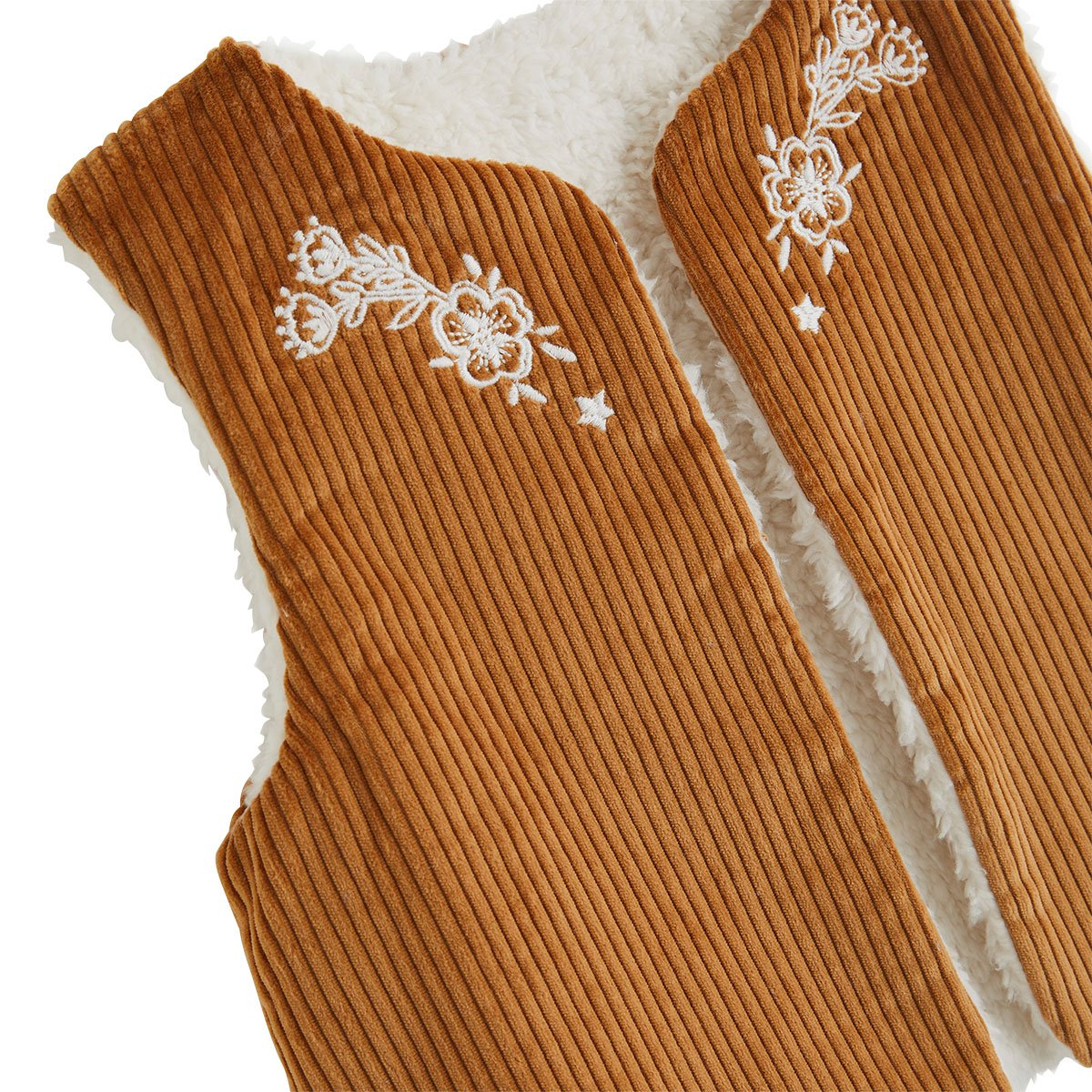 Veste sans manches enfant réversible en sherpa Cléo camel, PETIT BEGUIN