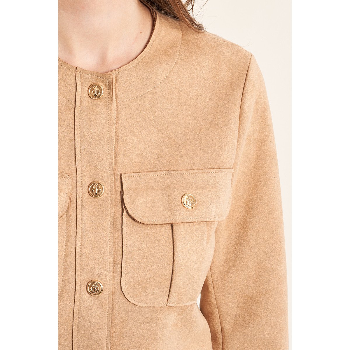 Veste courte en suédine beige, MOLLY BRACKEN