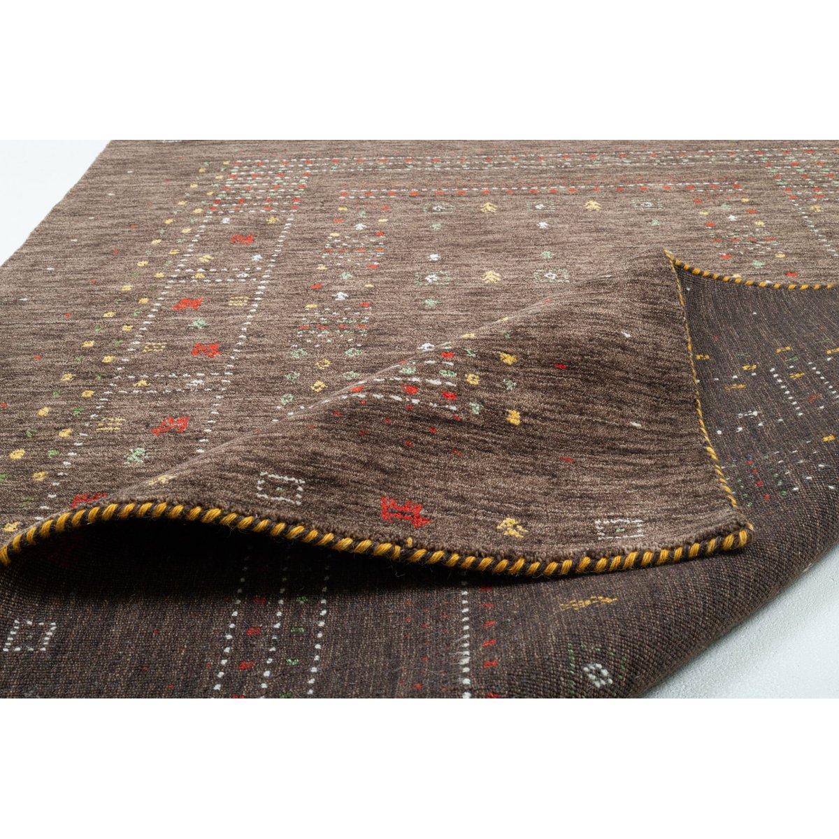 Tapis en laine vierge tissé à la main marron, THEKO