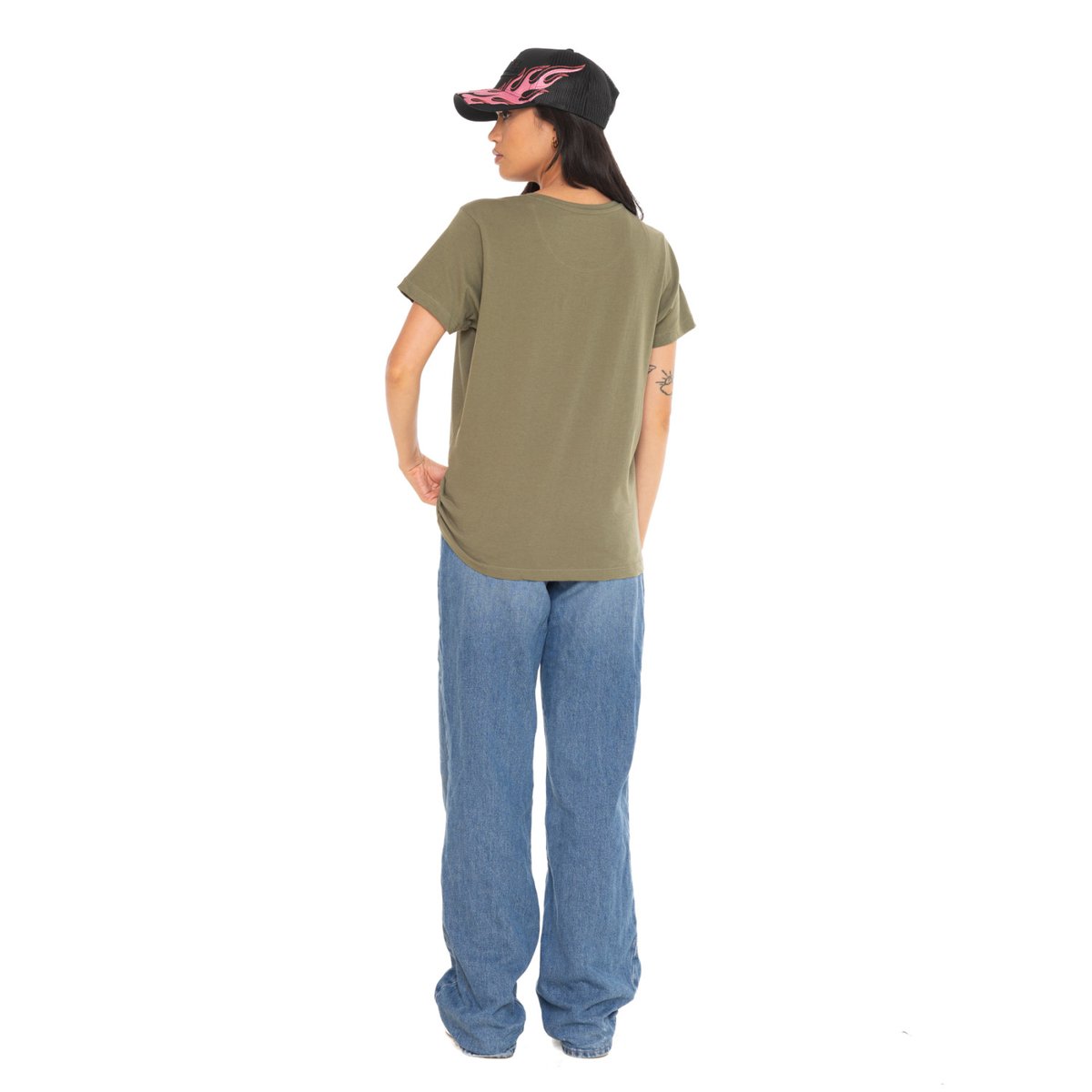 Tee shirt en coton Retro kaki/noir, VON DUTCH