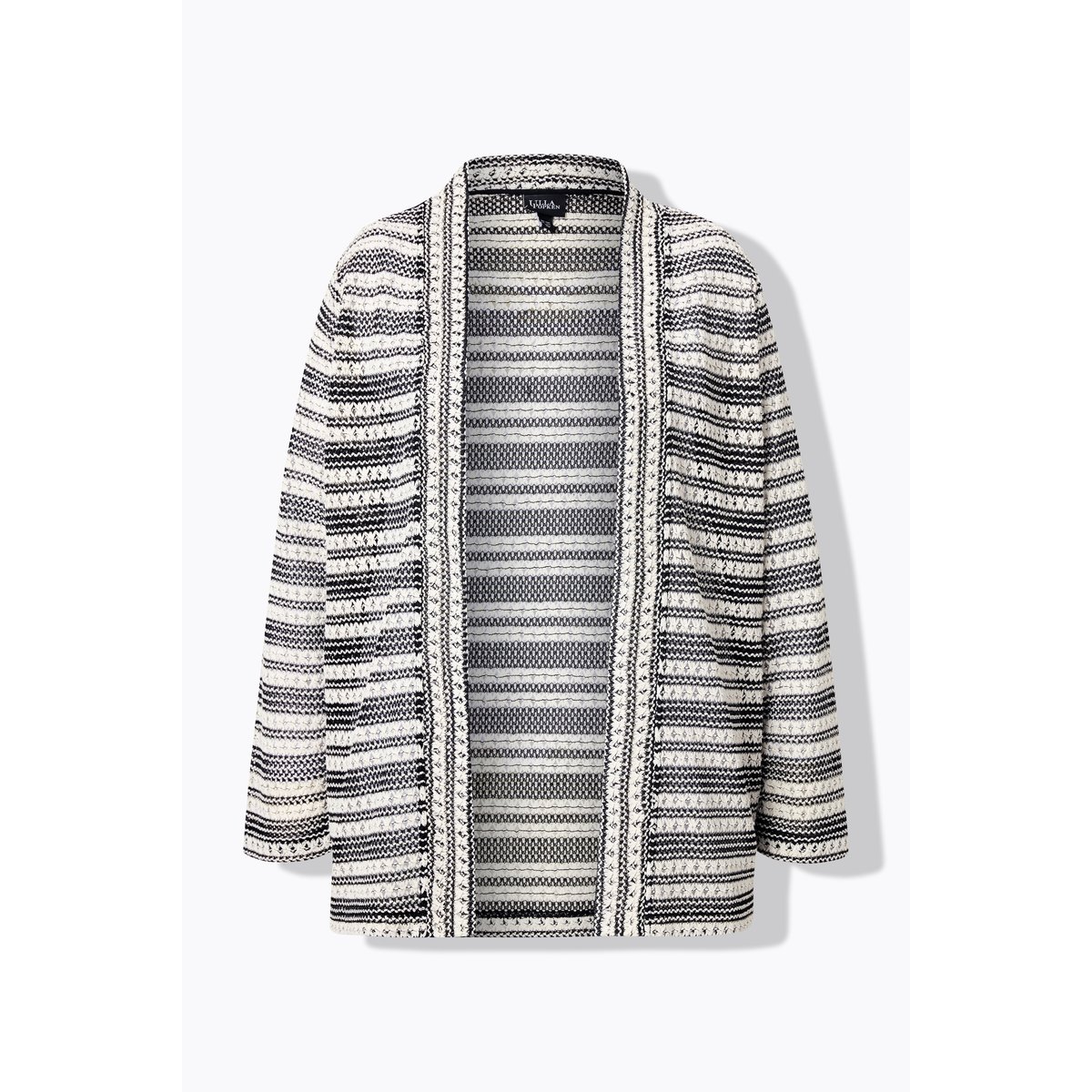 Cardigan à rayures. Coupe ouverte et manches noir, ULLA POPKEN