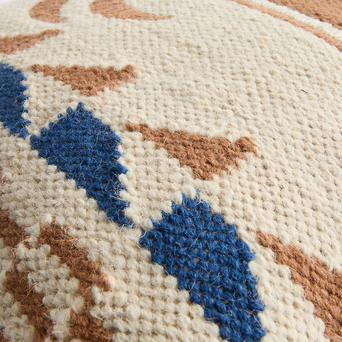Housse de coussin laine et jute, 45 x 45 cm, COBALI ecru/caramel, LA REDOUTE INTERIEURS