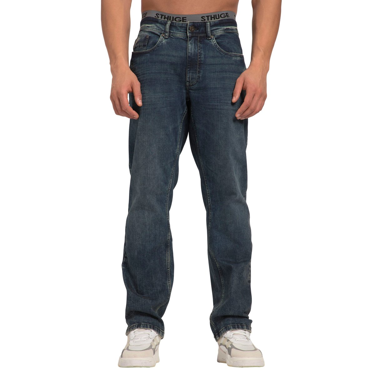 Jean Diry Wash, coupe Loose Fit 5 poches/38 jean bleu foncé, STHUGE
