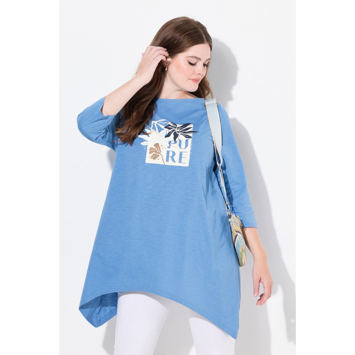 Chemise, encolure bateau, manches 3/4 bleuet clair, ULLA POPKEN