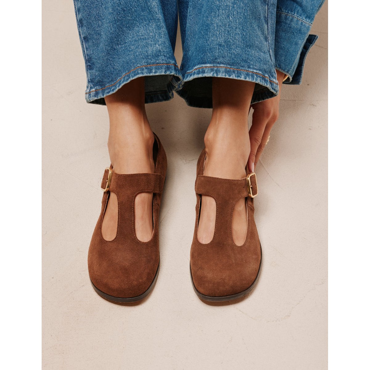 Ballerines OPAL suède marron, ODAJE