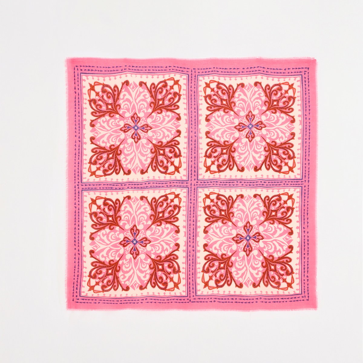 Foulard carré imprimé fleuri rose, GRAIN DE MALICE