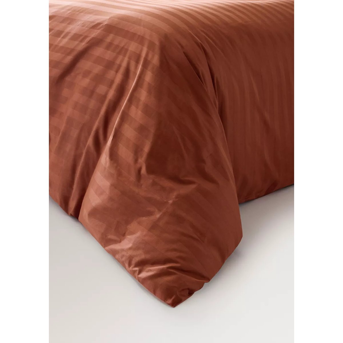 Housse de couette satin 300 fils rayures lit 150/160 cm cognac, MANGO HOME