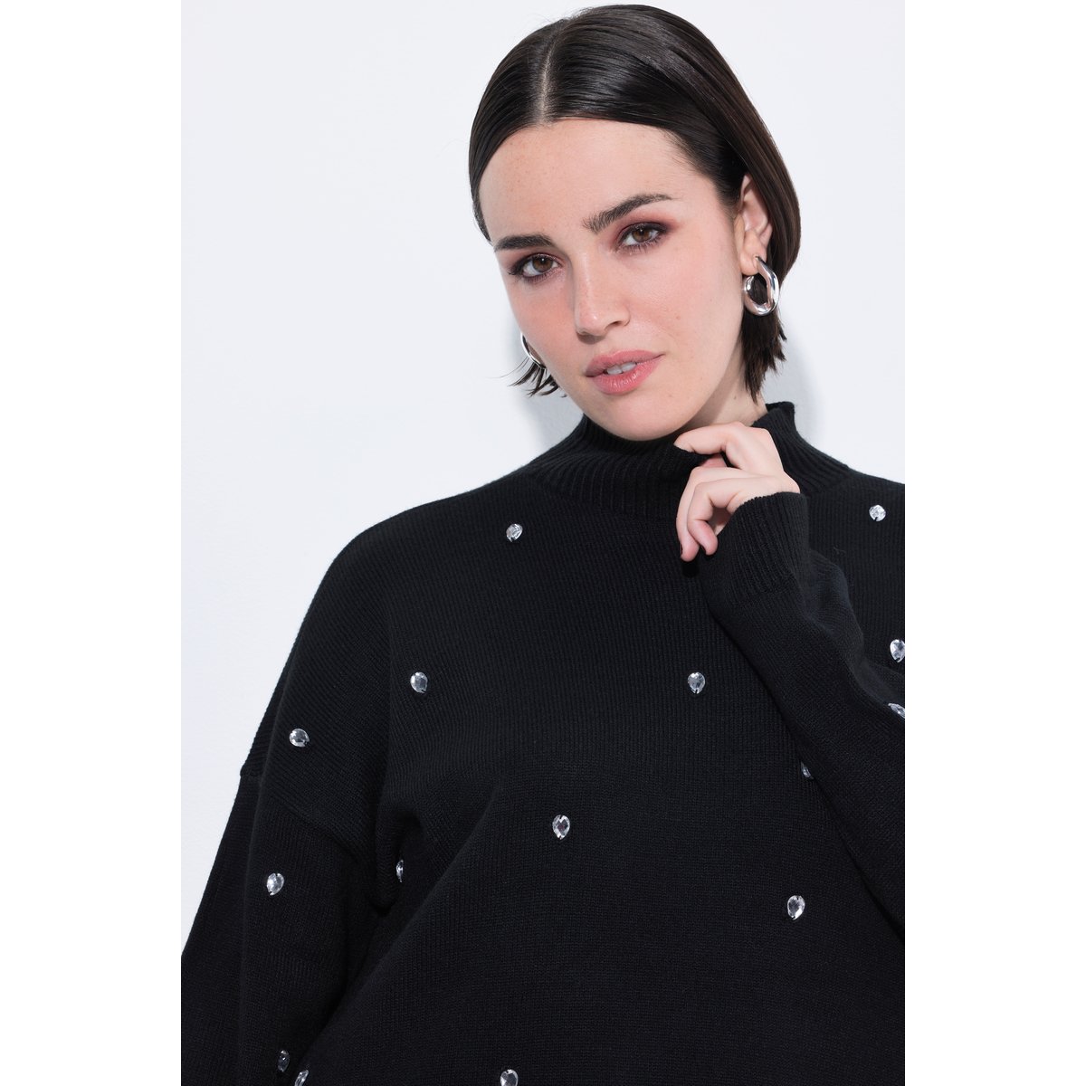 Pull à strass oversize noir, ULLA POPKEN