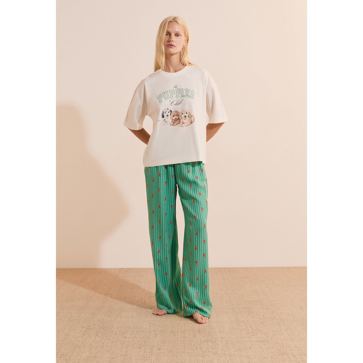 T-shirt avec motifs chiens en coton RILEY ecru, ETAM