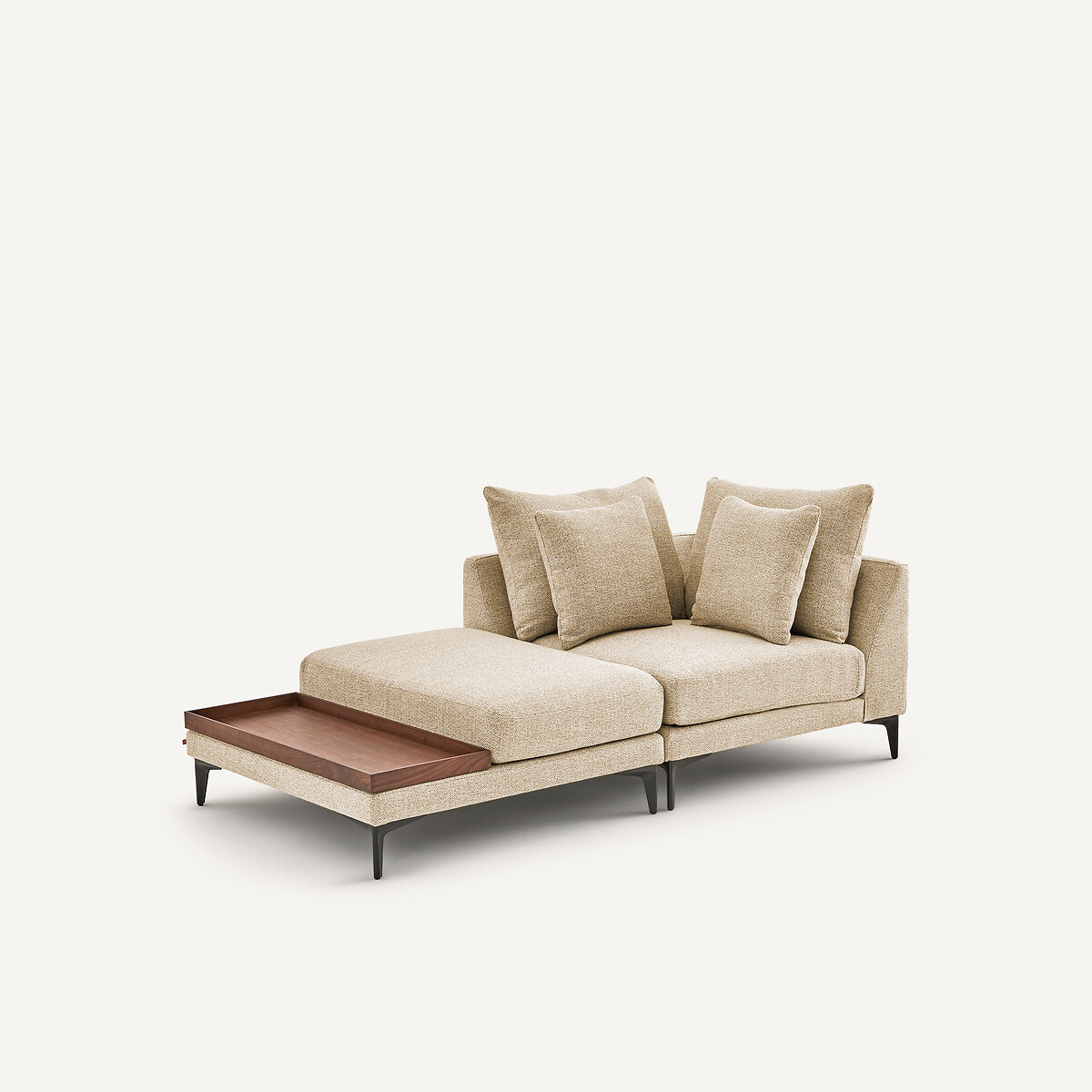 Poggiapiedi con vassoio, tessuto misto strutturato, MODERNISTE, design di Emmanuel Gallina masala, EMMANUEL GALLINA X AM.PM