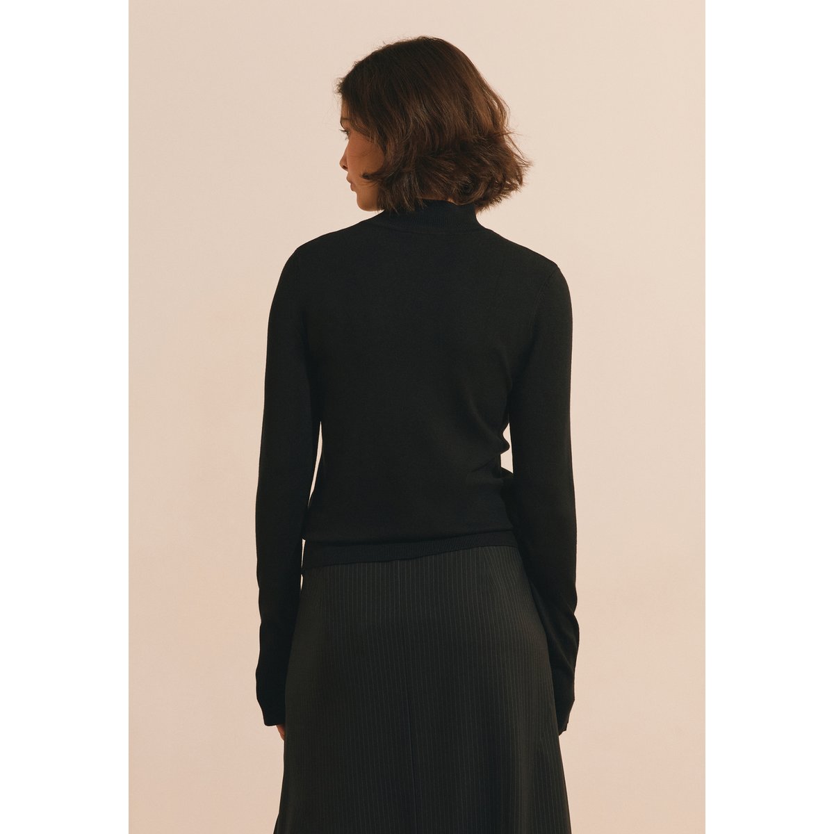Pull en maille fine à manches mi-longues SAMI MONTANT noir, ETAM