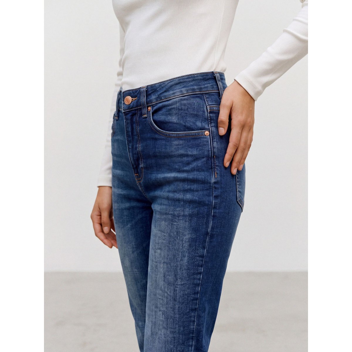 Jean À Coupe Large dark blue denim 1, VERO MODA