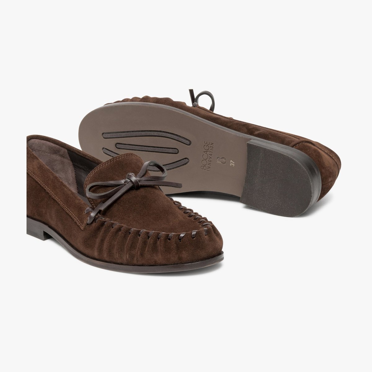 Mocassin en cuir ALEXIE marron chocolat, BOCAGE