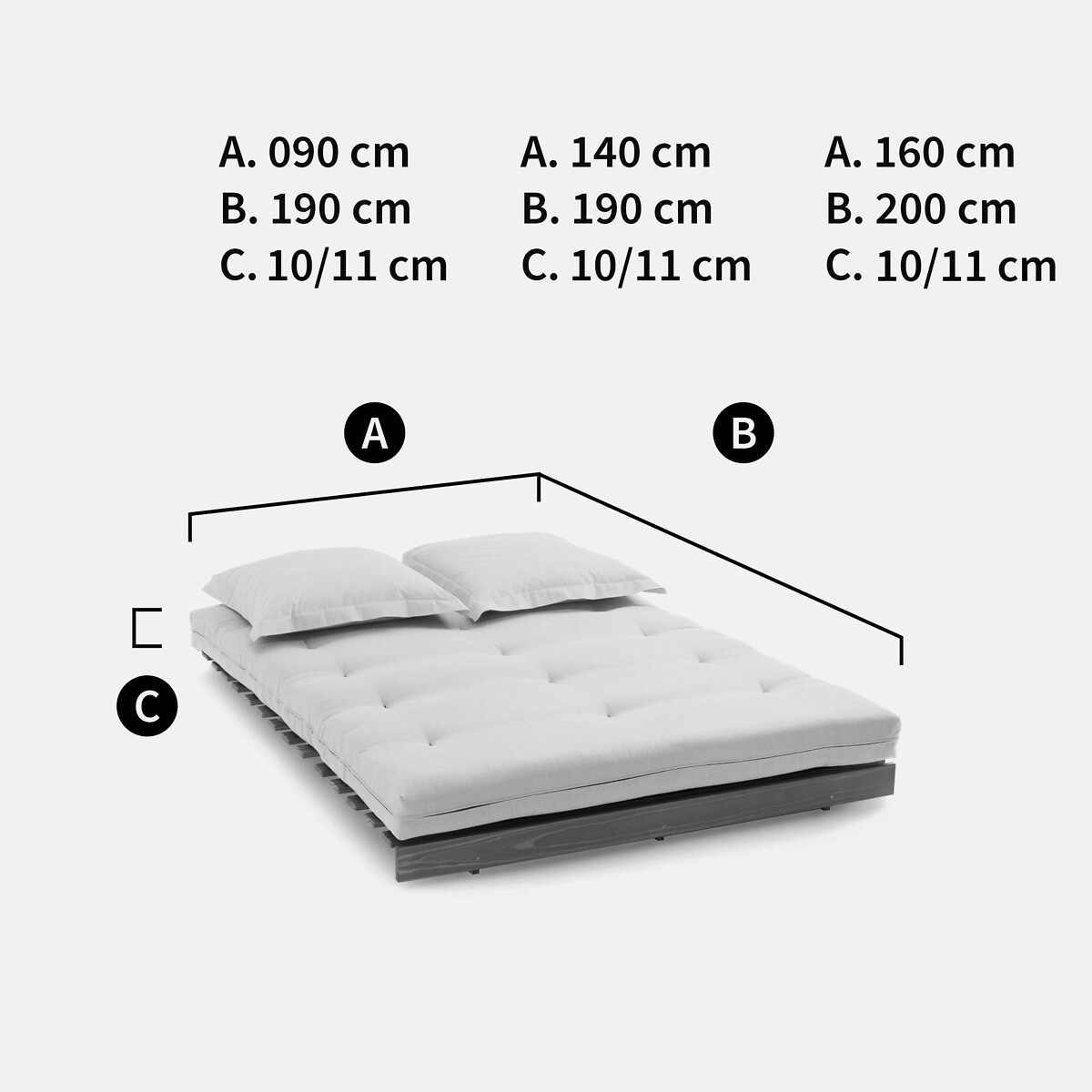 Matelas futon THAI Latex coton polyester bleu de prusse, LA REDOUTE INTERIEURS