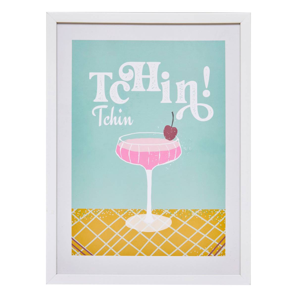 Affiche encadrée design pop CHERI bleu clair, ATMOSPHERA