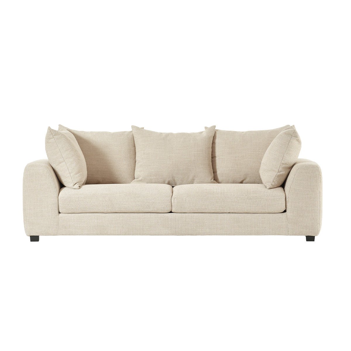 Canapé droit 4 places en tissu texturé EDMOND beige chiné, BERAH GETAH