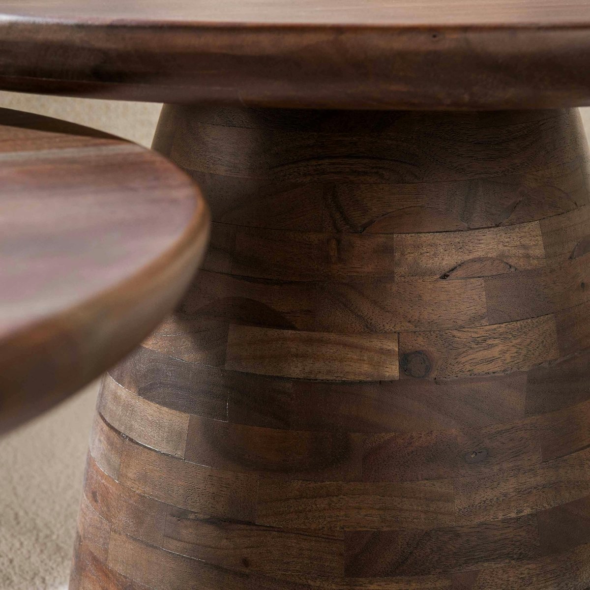 Table gigogne ronde en bois d'acacia brun (x2) NAKO marron, PIER IMPORT