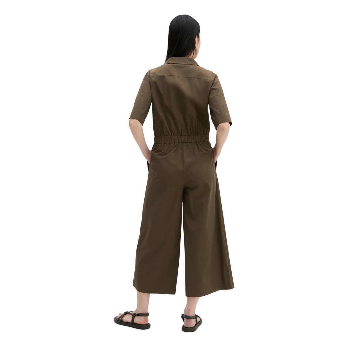 Combinaison à manches courtes regular en popeline stretch marron fonce, MARC O'POLO