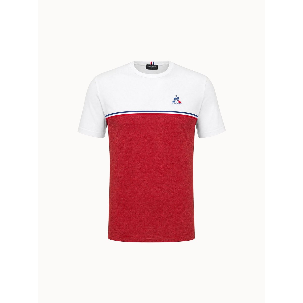 T-shirt en jersey de coton avec bande tricolore Tricolores white, LE COQ SPORTIF