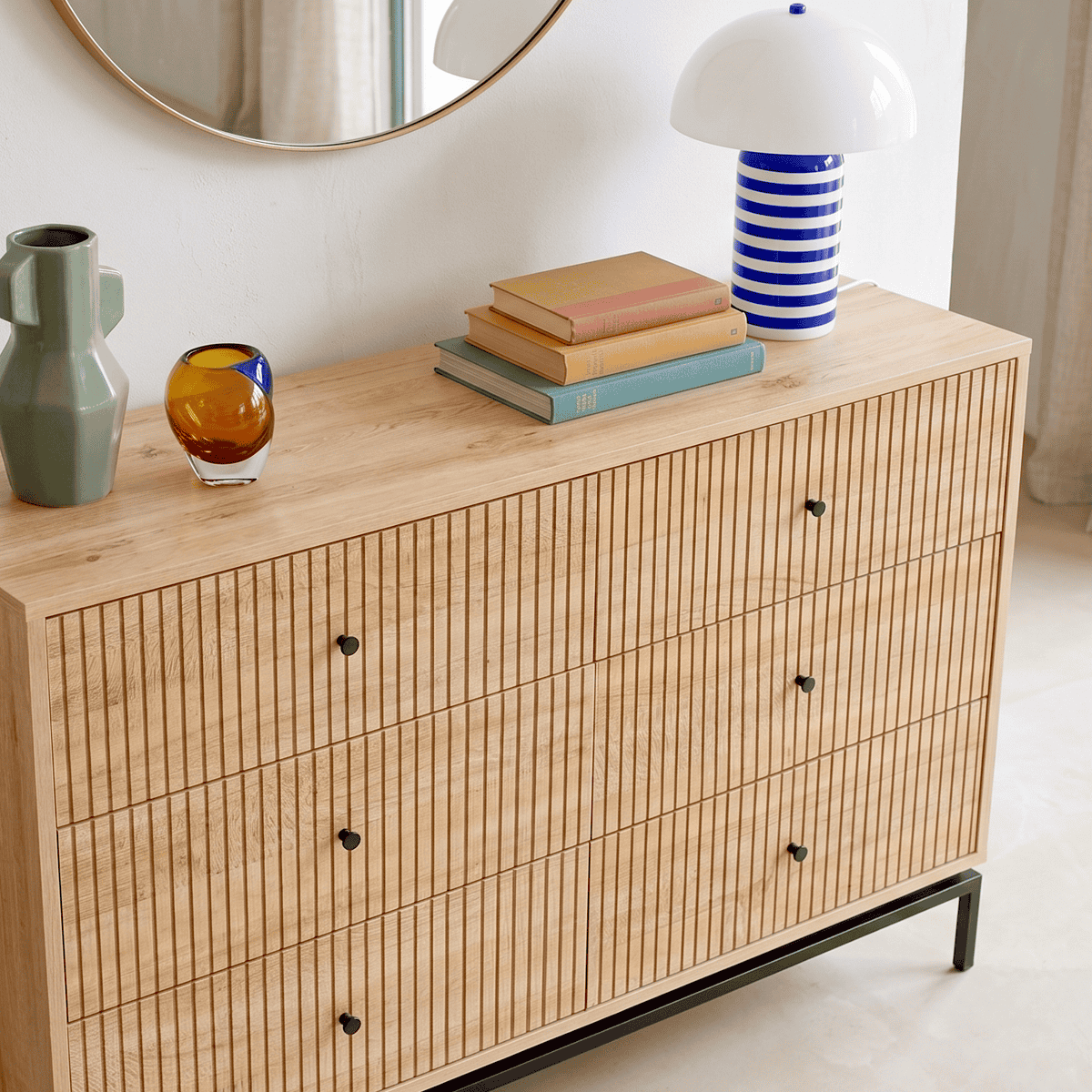 Commode 6 tiroirs - TALIA effet bois, HOMIFAB