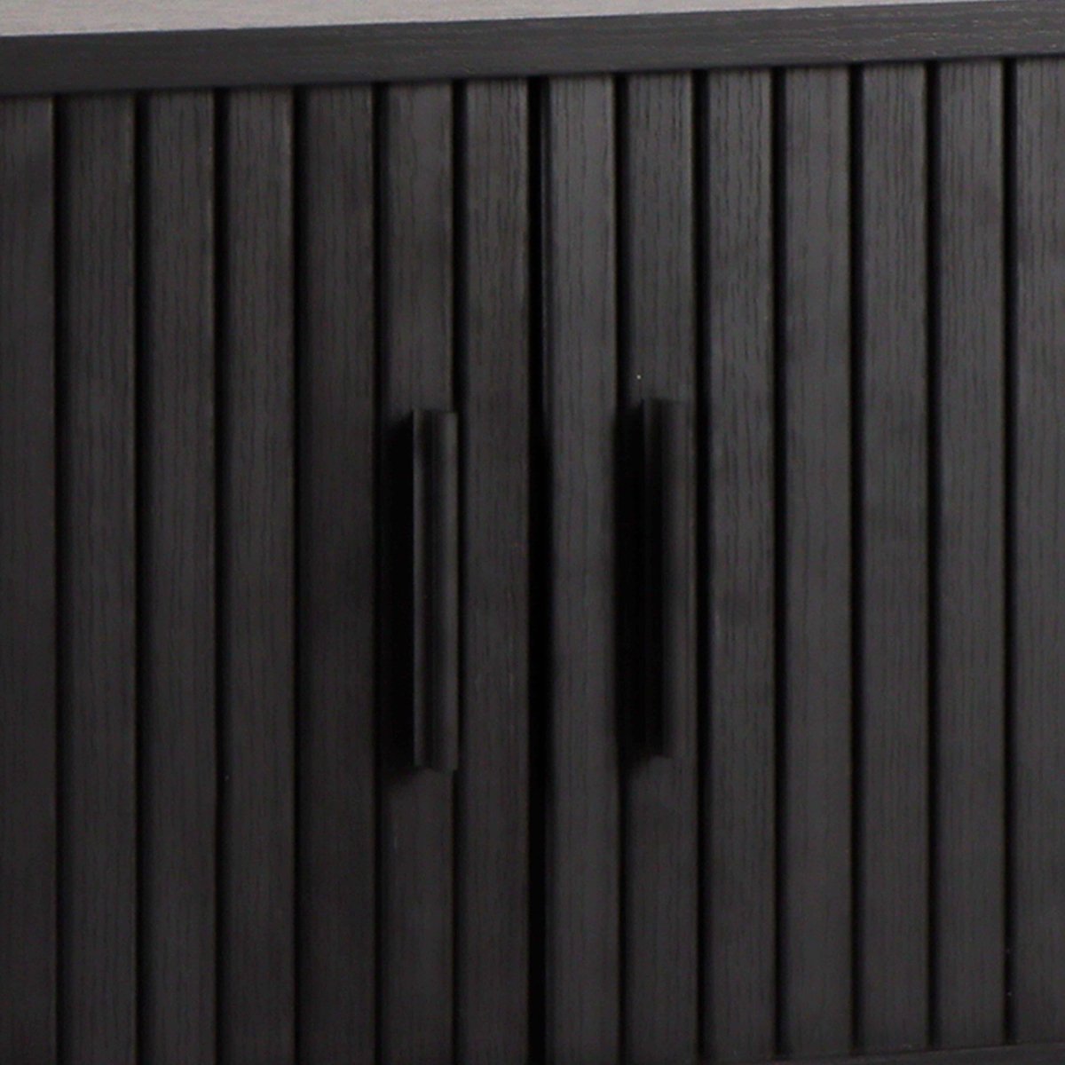 Buffet 2 portes en MDF décor mélaminé et acier 140 cm, MARIUS noir, OVIALA
