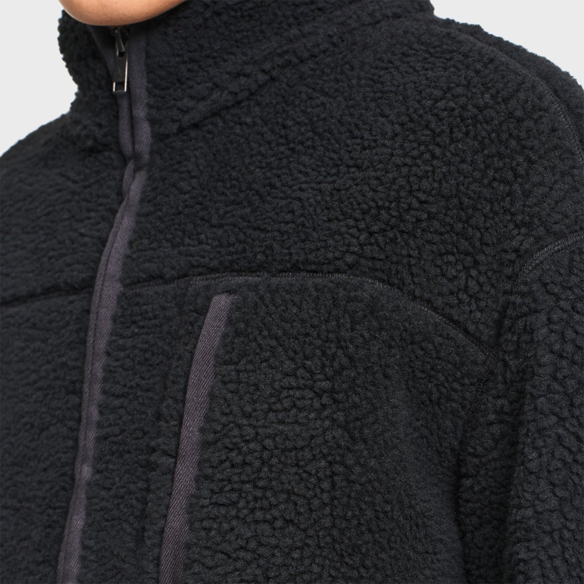 Veste multipoches en sherpa zippée double curseur noir, AIGLE