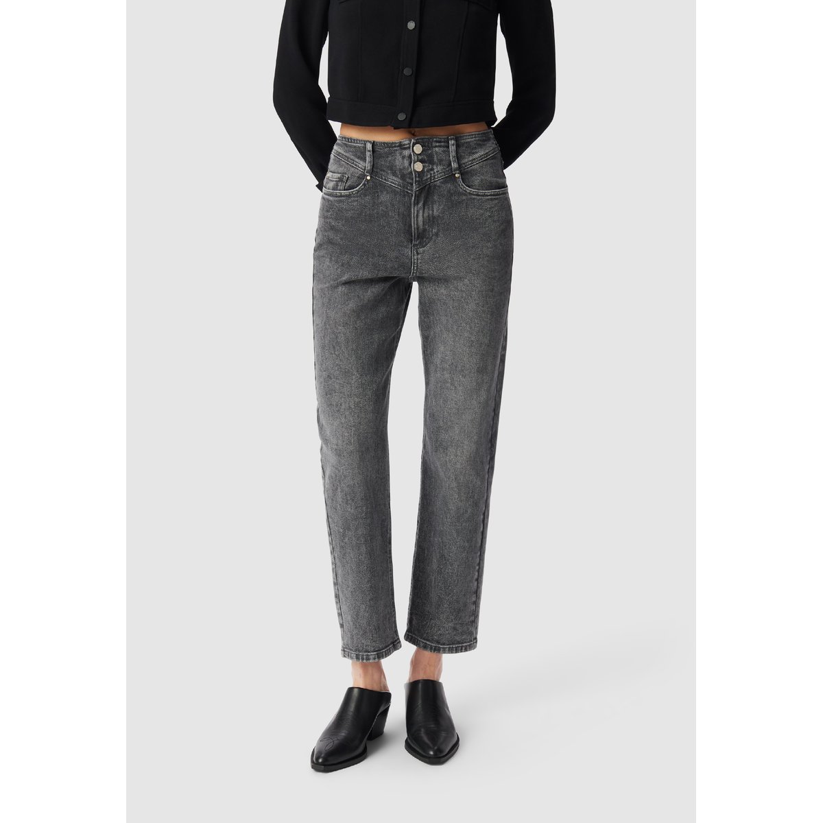 Jean slouchy court ALICE gris souris, IKKS