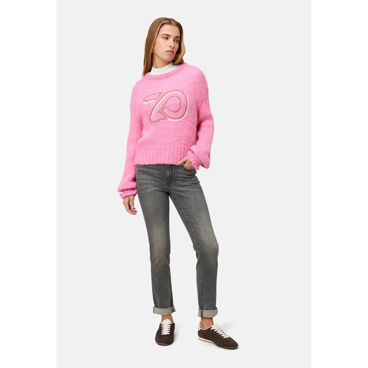 Pullover mit logostickerei patch pinkpink, ZERO