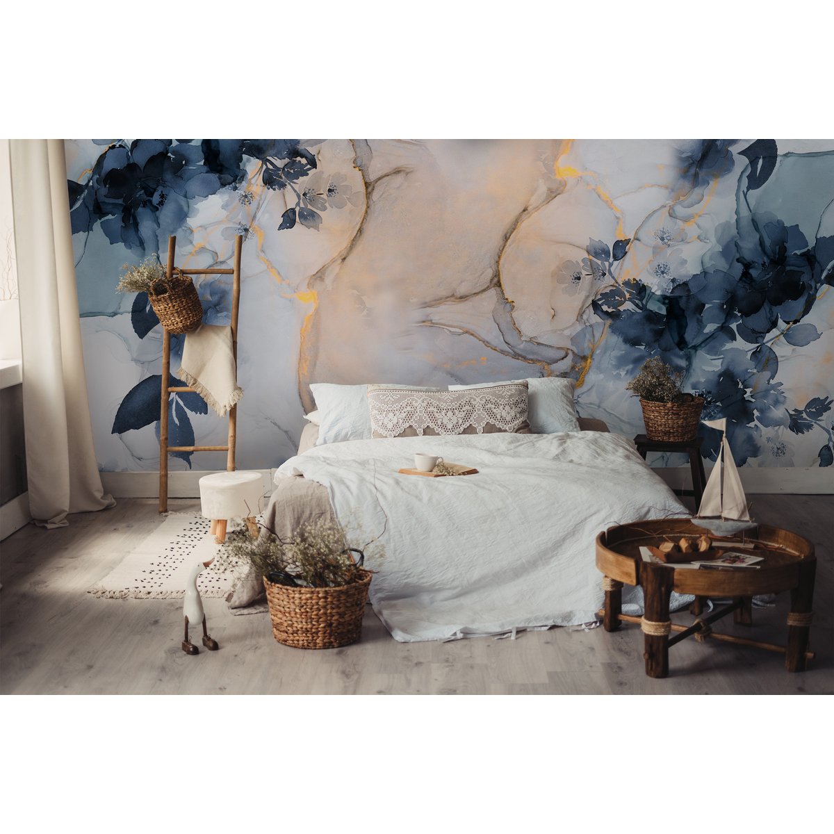 Papier peint panoramique MARBLE&FLOWERS multicolore, LE PAPIERS DE NINON