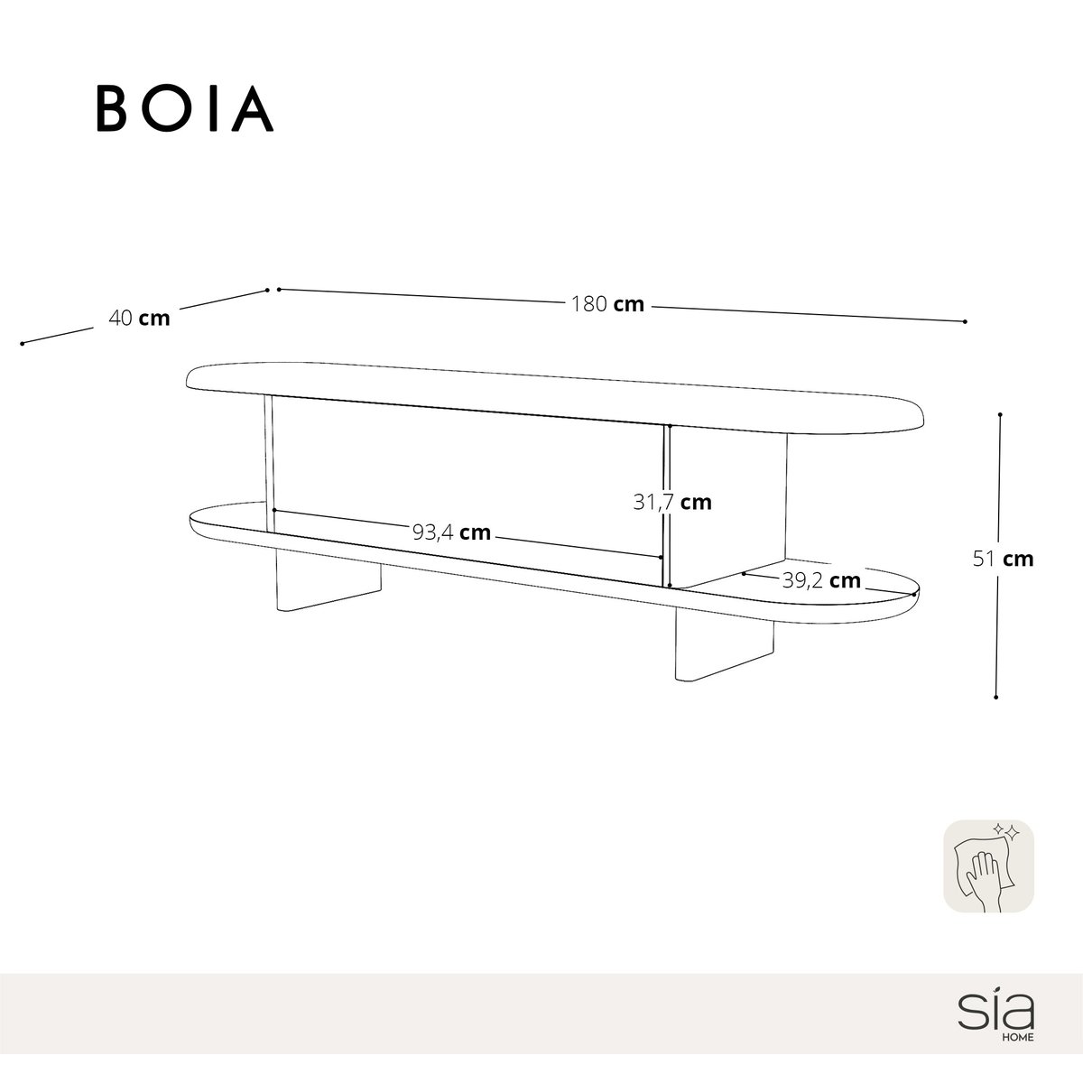 Meuble TV en bois contreplaqué BOIA noyer, SIA HOME
