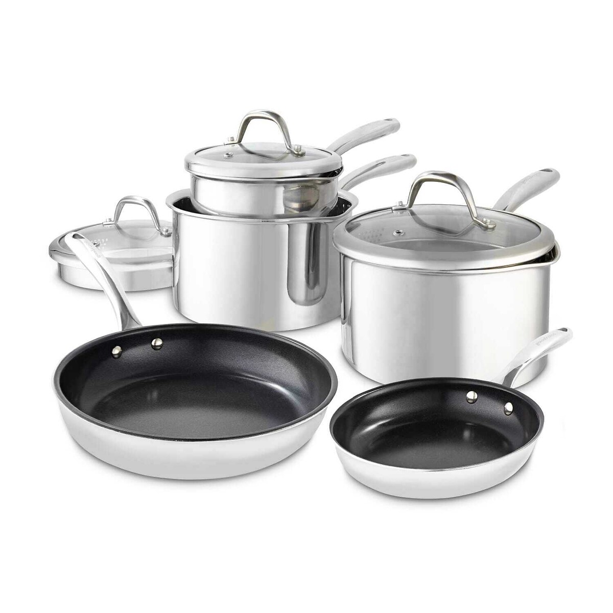5-Piece Tri-Ply Cookware Set silver-coloured, GOOD FOOD BY TOWER