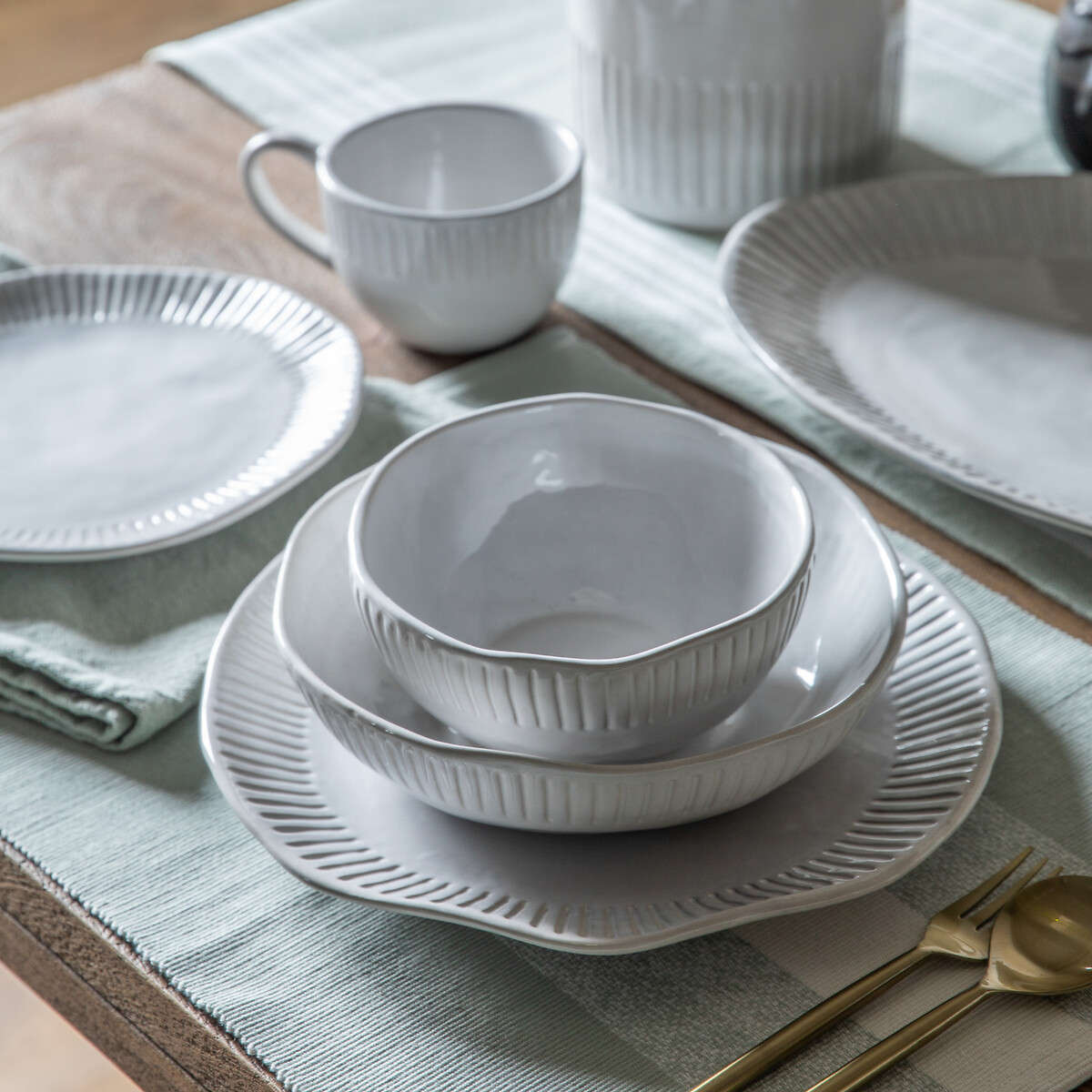 Set of 4 Harville Ridged Pasta Bowls cream, ÉDITÉ