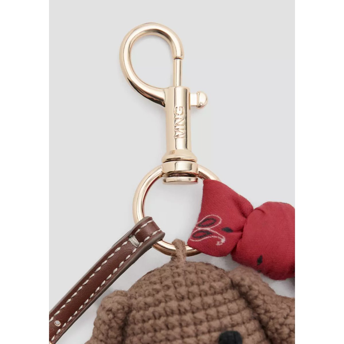 Porte-clés peluche avec foulard marron, MANGO