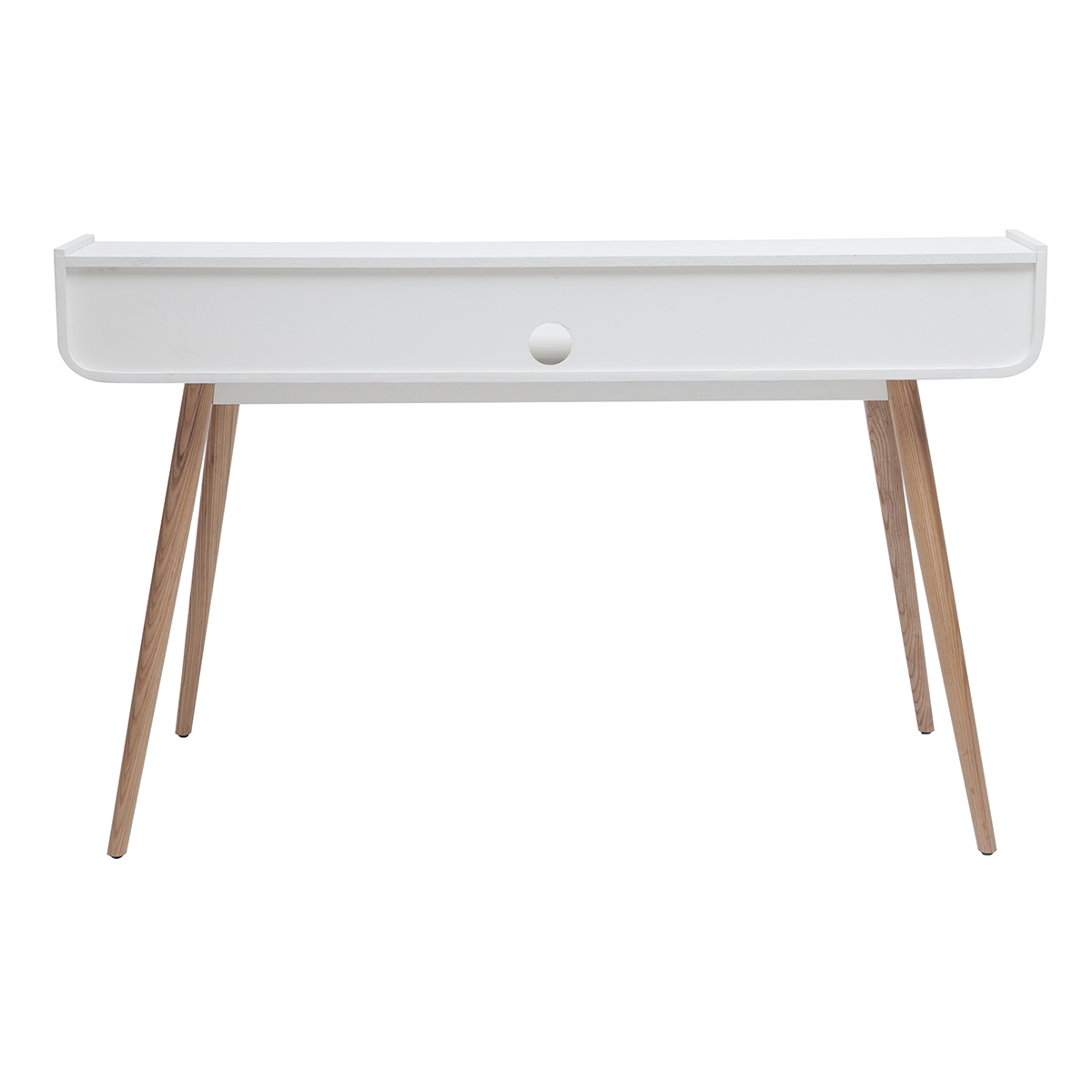 Bureau avec rangements scandinave blanc et bois clair L140 cm OPUS blanc, MILIBOO