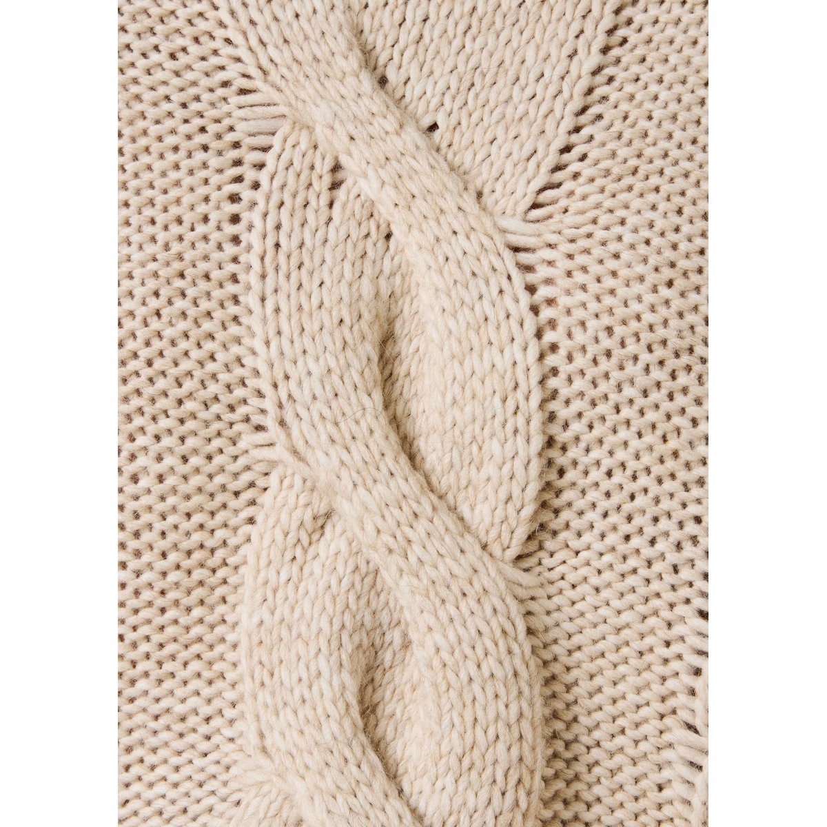 Pull manches longues en maille col montant greige, LA FEE MARABOUTEE