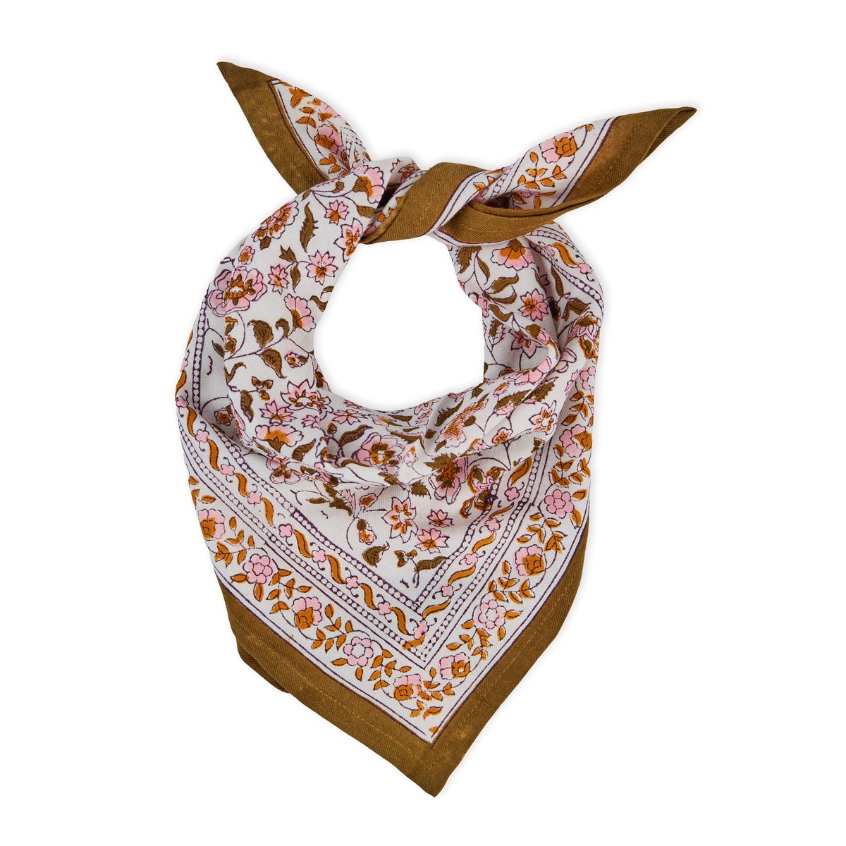 Foulard enfant en coton imprimé Edel blanc edel ambre, BINDI ATELIER
