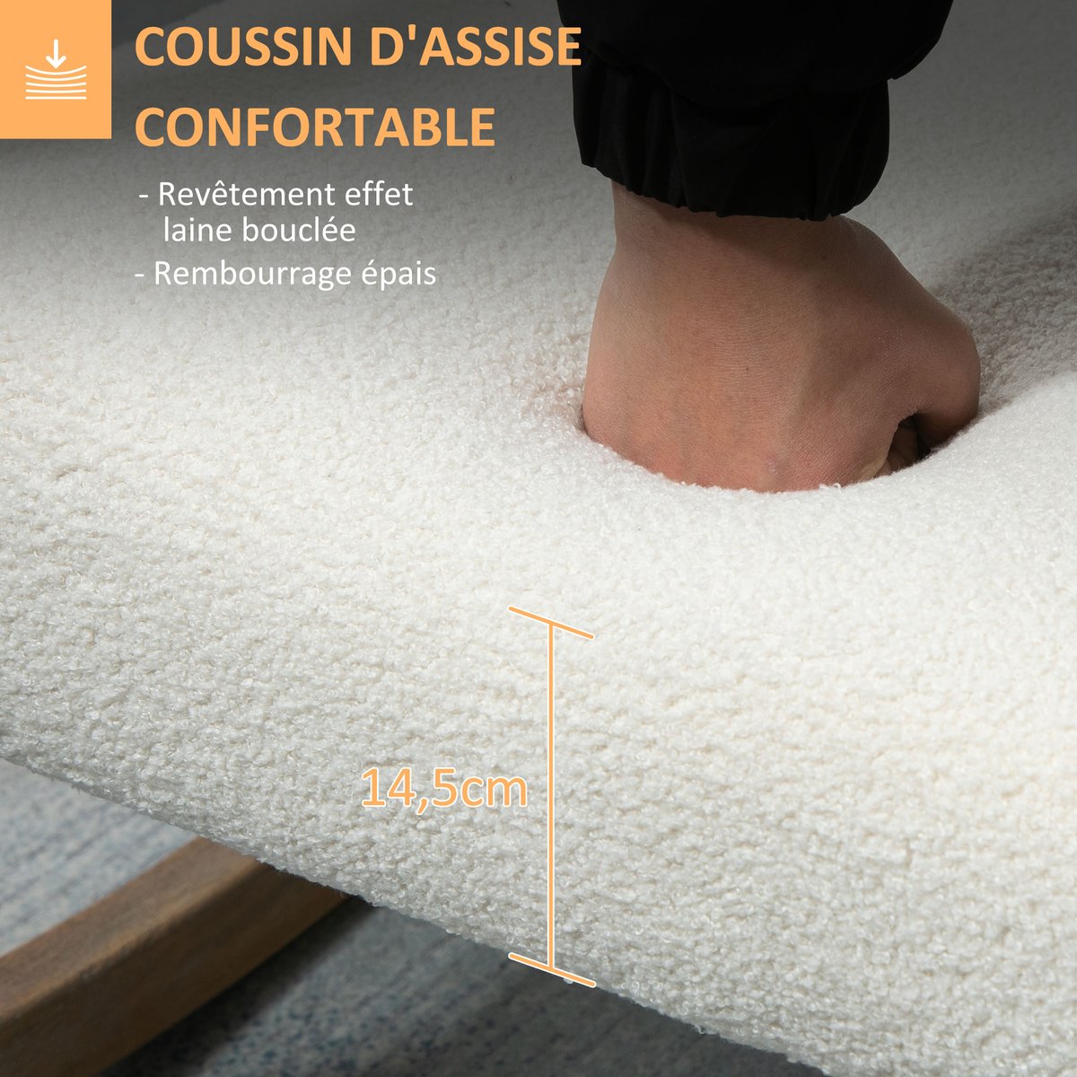 Fauteuil à bascule Polyester Crème blanc crème, HOMCOM