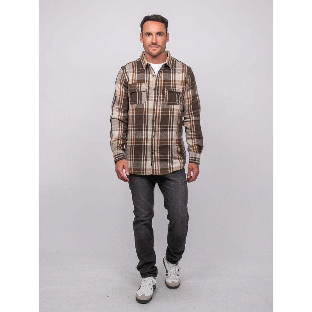Surchemise Manches Longues Carreaux Zacareu marron, RITCHIE