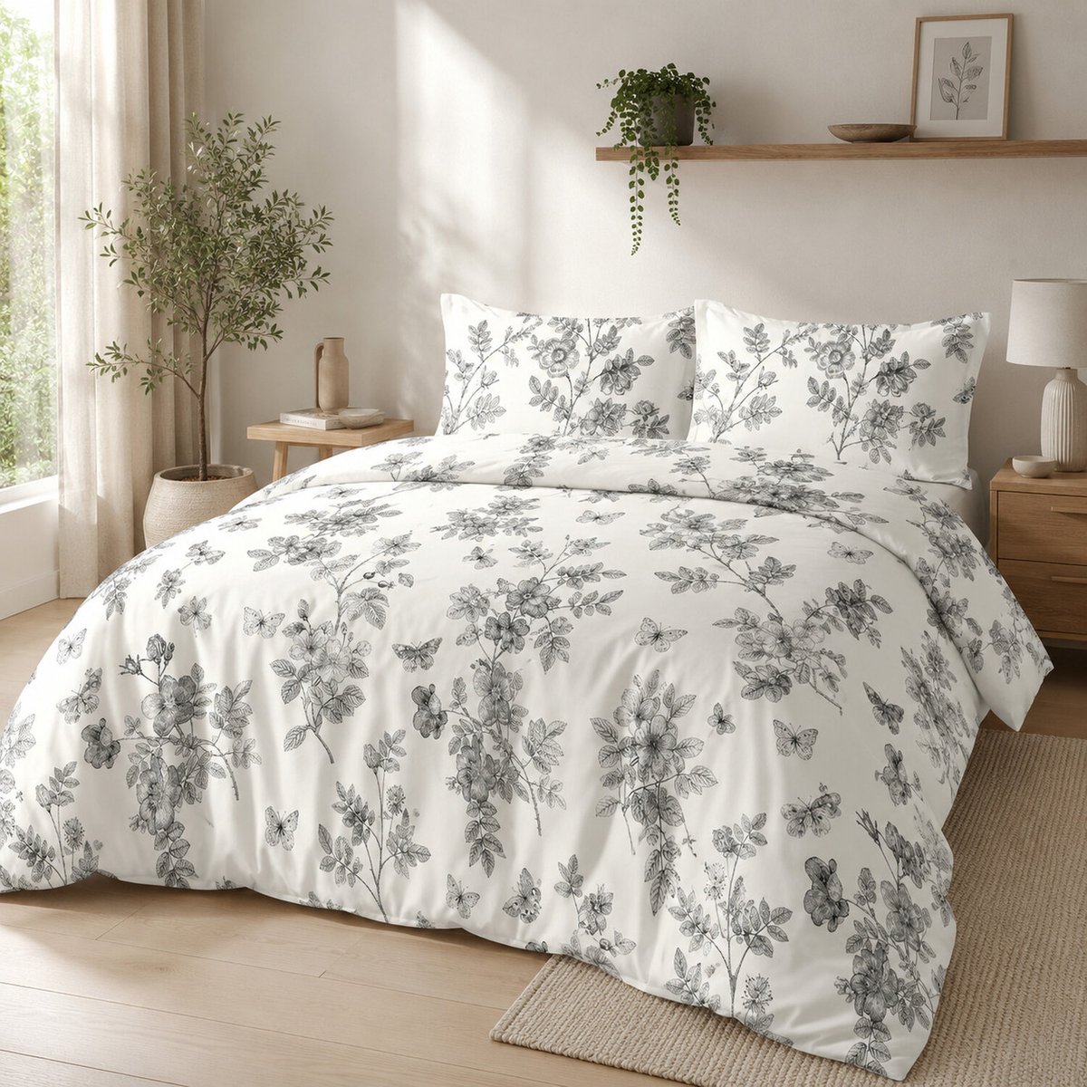 Parure housse de couette taie à volant coton, Jouvelle multicolore, C DESIGN HOME TEXTILE