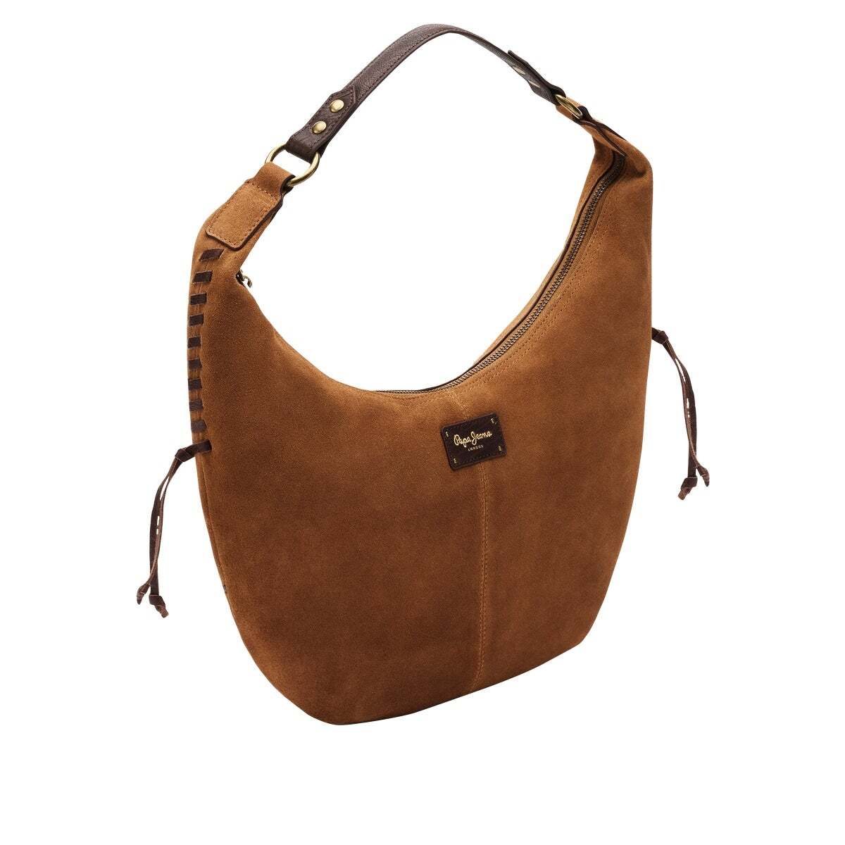 Sac Hobo En Daim beige étoiles, PEPE JEANS